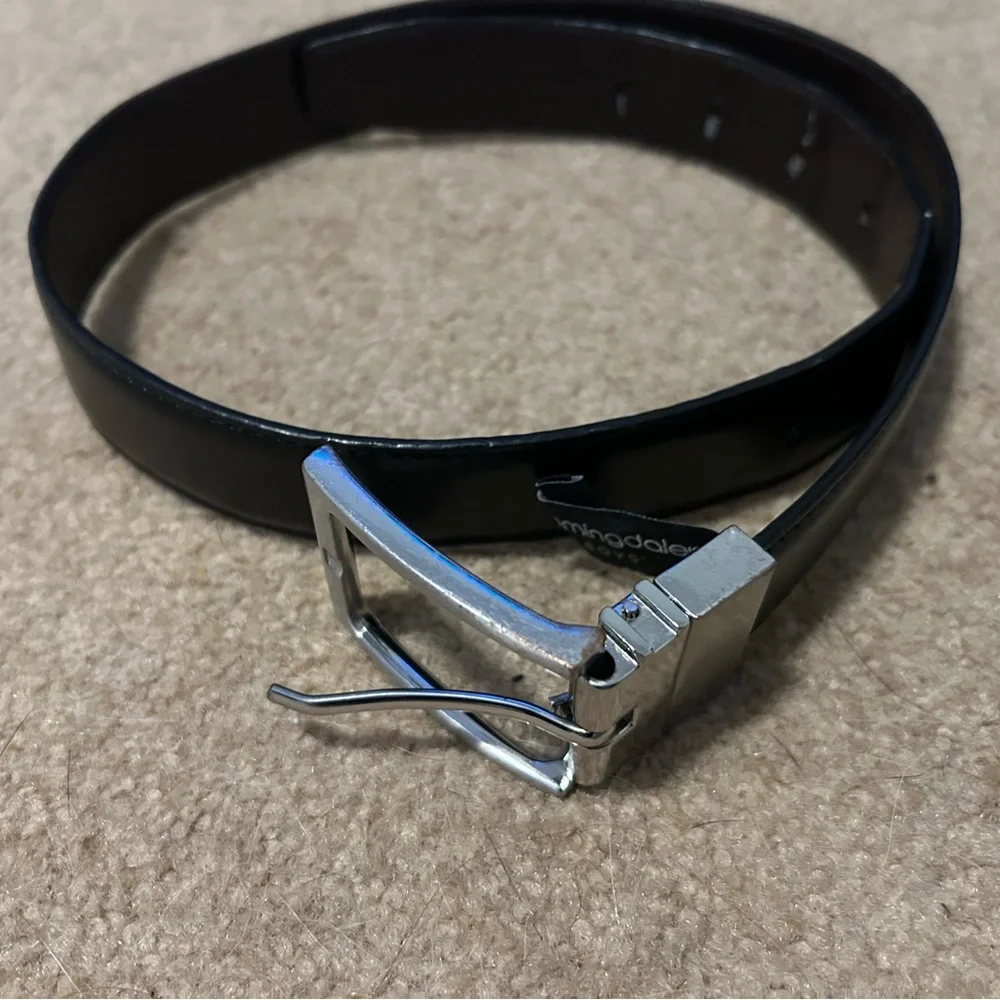 Black Leather Belt with Silver Buckle